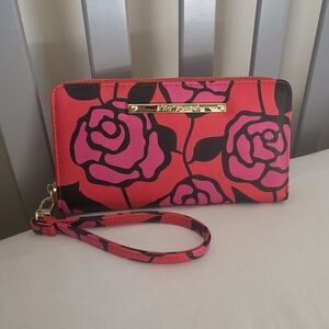 Betsey Johnson Pink and Black Floral Wallet